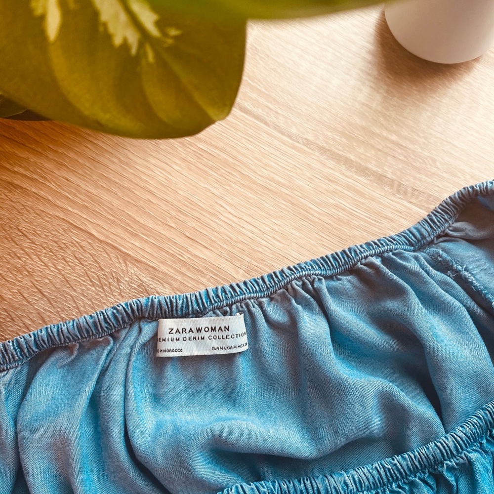 Zara Ruffle sleeved Denim Dress